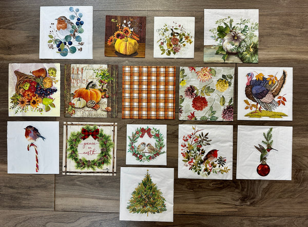 Pumpkins, Leaves and Christmas Trees Napkin Bundle